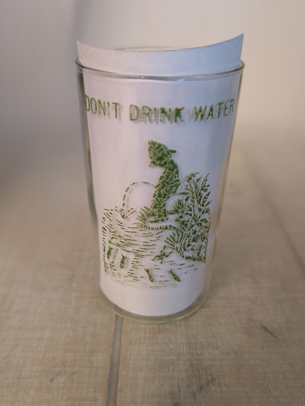 RARE Vintage 1940s "Don't Drink Water" Drinking Glass